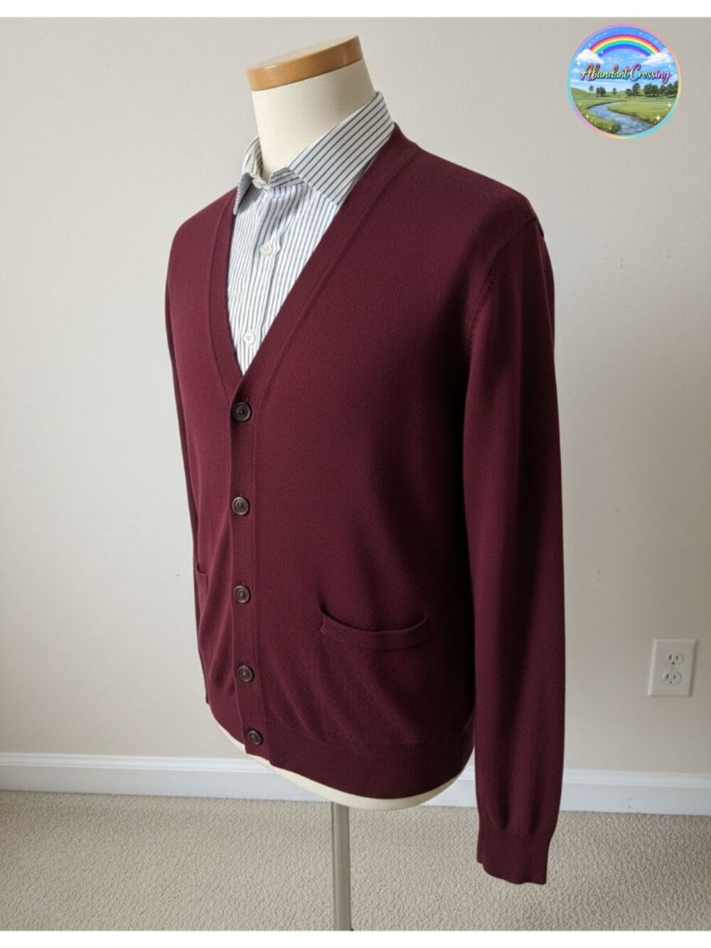 Men's Wool Blend V-Neck Button Down Cardigan Sweater with Pockets
